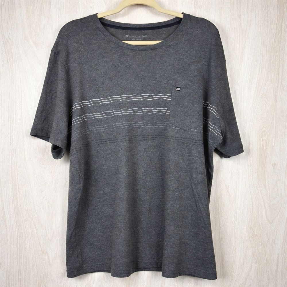 TravisMathew‎ Pima Cotton T Shirt Men's XXL Gray Stripe Golf Casual Tee